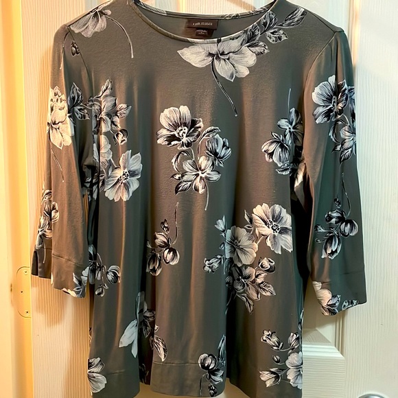 J. Jill Tops - J. Jill - Size SP - Small Petite - Sage green with white flowers. 3/4 sleeves.